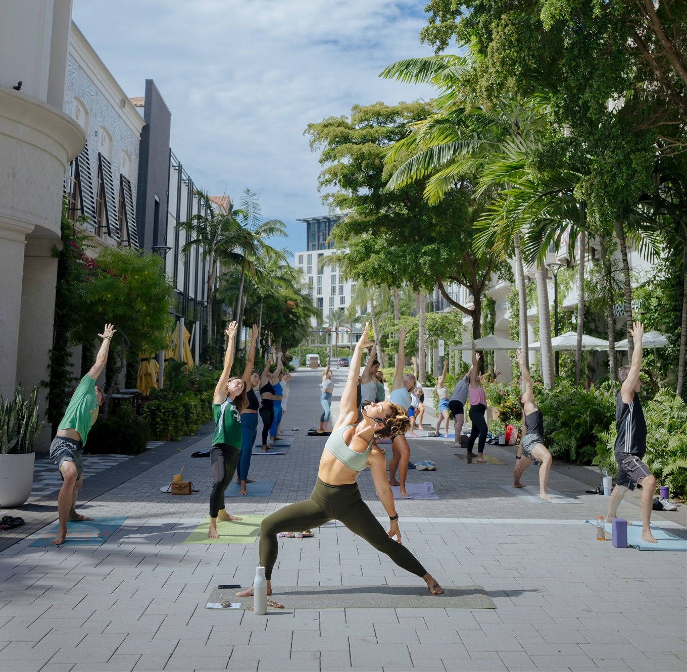 Yoga class in the street