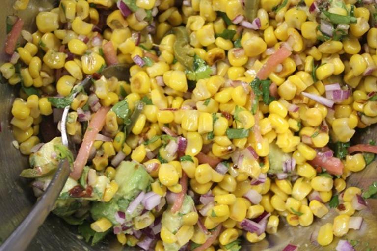 Combination of corn and other fresh veggies